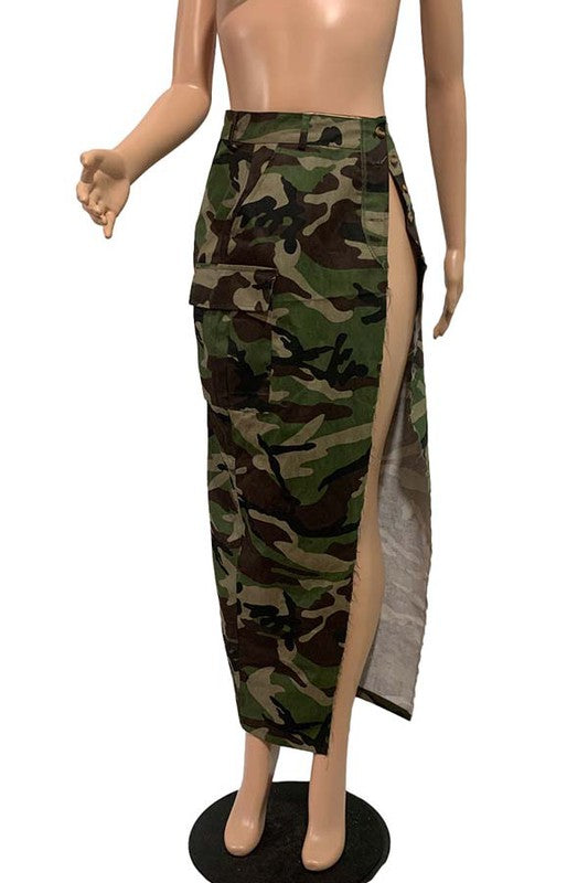 LONG MAXI SKIRT CAMOFLAGE by By Claude | Fleurcouture