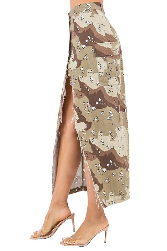 LONG MAXI SKIRT KHAKI by By Claude | Fleurcouture