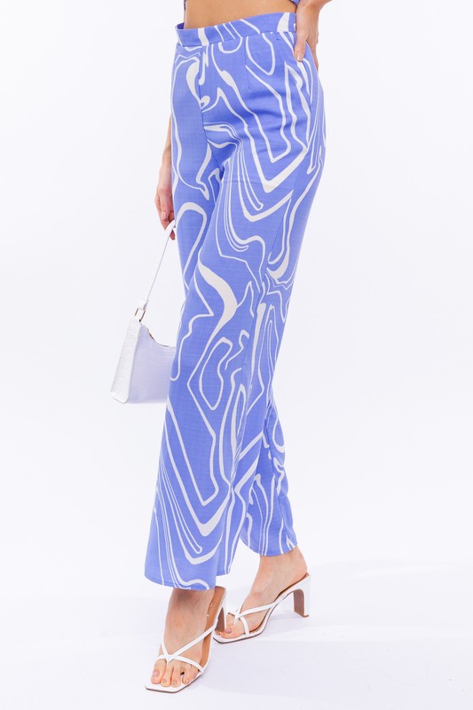 Long Pants BLUE-WHITE ABSTRACT by LE LIS | Fleurcouture