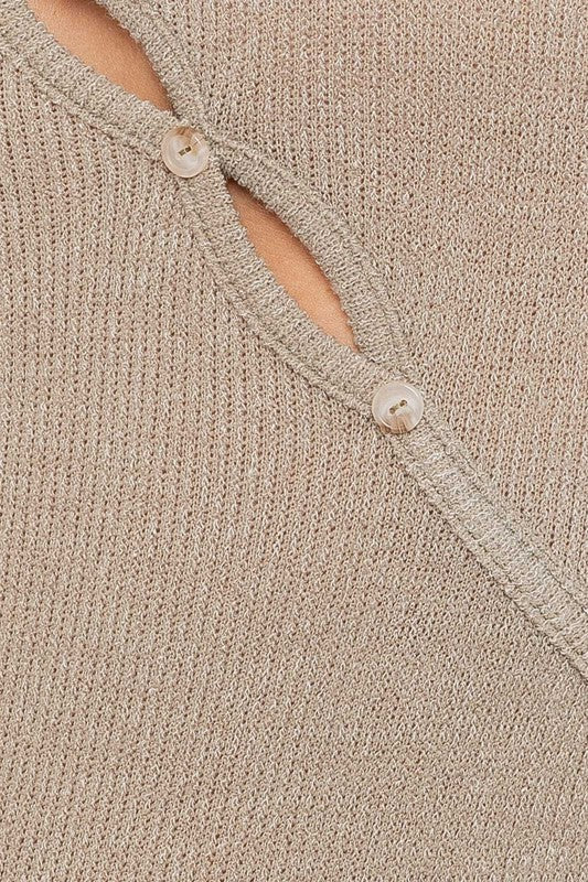 Long Sleeve Button Detail Bodysuit LT OLIVE XS by LE LIS | Fleurcouture