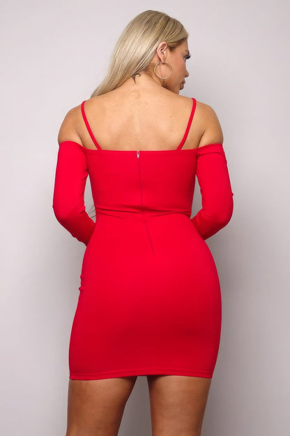 Long Sleeve Cuff Front Strap Mini Dress by Fleurcouture | Fleurcouture