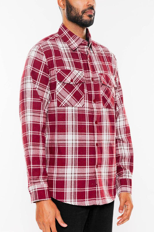 LONG SLEEVE FLANNEL FULL PLAID CHECKERED SHIRT by WEIV | Fleurcouture