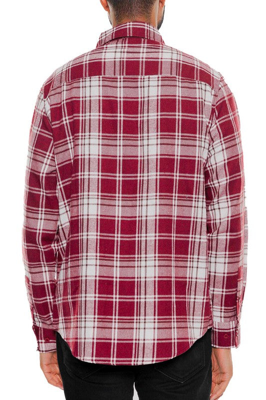 LONG SLEEVE FLANNEL FULL PLAID CHECKERED SHIRT by WEIV | Fleurcouture