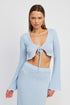 LONG SLEEVE FRONT TIE CROPPED TOP LT BLUE S by Emory Park | Fleurcouture