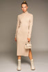 Long Sleeve Mock Neck Midi Dress TAUPE M by LE LIS | Fleurcouture