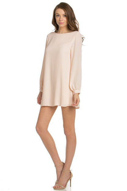 long sleeve shift dress coral by O2 Denim | Fleurcouture