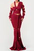 Long Sleeve Wrap Rope Maxi Dress BURGUNDY S by Athina | Fleurcouture