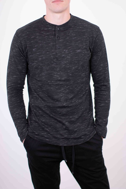 Long Sleeves Henley T-shirt Black S by Generation XYZ | Fleurcouture
