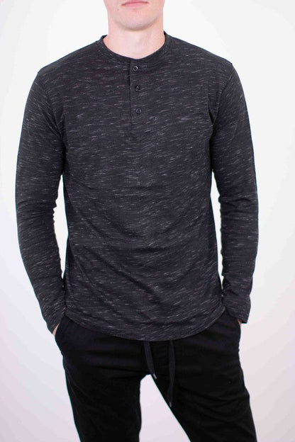 Long Sleeves Henley T-shirt Black S by Generation XYZ | Fleurcouture