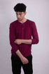 Long Sleeves Henley T-shirt Burgundy S by Generation XYZ | Fleurcouture
