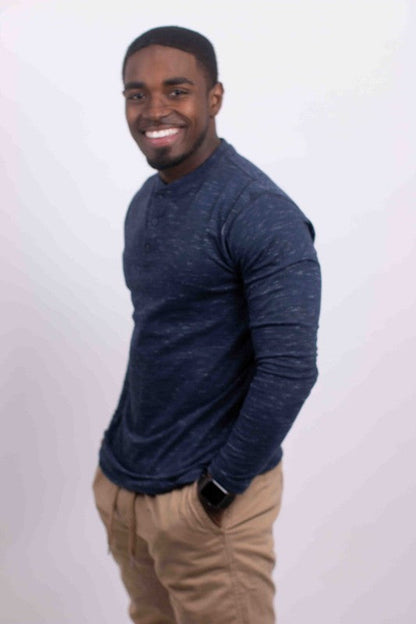 Long Sleeves Henley T-shirt Navy S by Generation XYZ | Fleurcouture