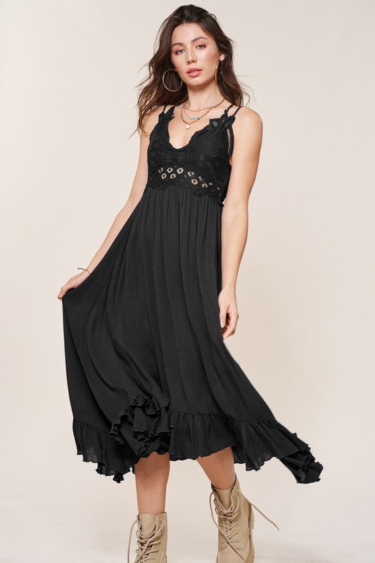 Long Slip Dress BLACK S by La Miel | Fleurcouture