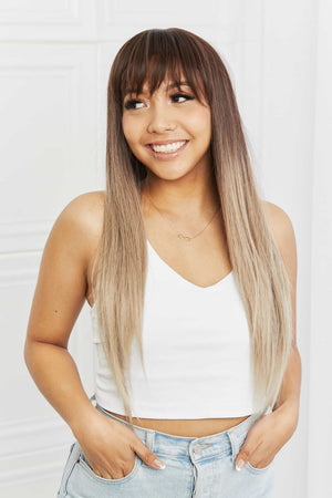 Long Straight Synthetic Wigs 26'' Black/Gray One Size Hair Extensions by Trendsi | Fleurcouture