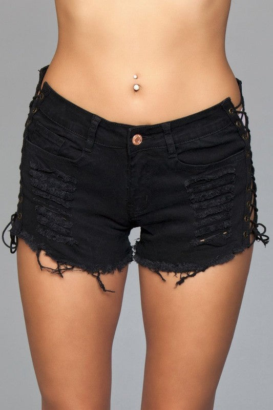 Looped In Distressed Shorts by BE WICKED | Fleurcouture