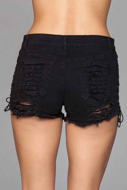 Looped In Distressed Shorts by BE WICKED | Fleurcouture