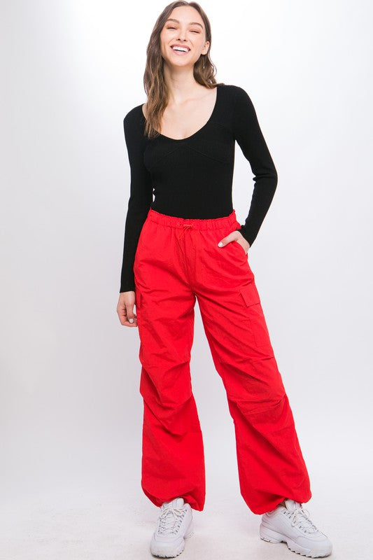 Loose Fit Parachute Cargo Pants by Love Tree | Fleurcouture