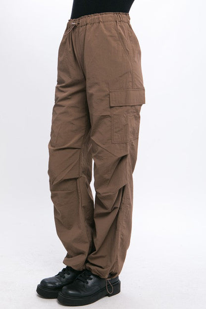 Loose Fit Parachute Cargo Pants TRUFFLE S by Love Tree | Fleurcouture