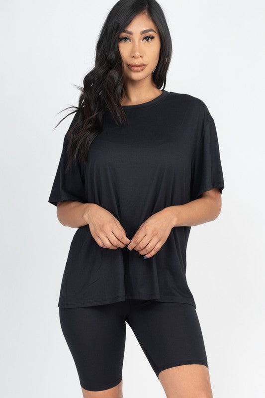 Loose Fit Top oversize shirts &amp; Bike Shorts Set by Capella | Fleurcouture