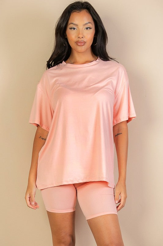 Loose Fit Top oversize shirts &amp; Bike Shorts Set FIRST BLUSH S by Capella | Fleurcouture