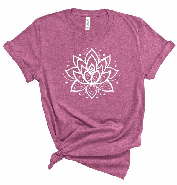 Lotus Flower Graphic Tee Heather Magenta XS by Ocean and 7th | Fleurcouture