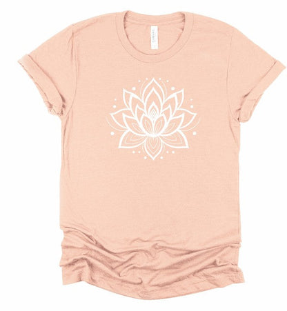 Lotus Flower Graphic Tee Heather Peach L by Ocean and 7th | Fleurcouture