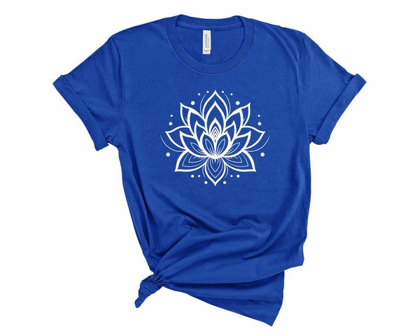 Lotus Flower Graphic Tee Royal XS by Ocean and 7th | Fleurcouture