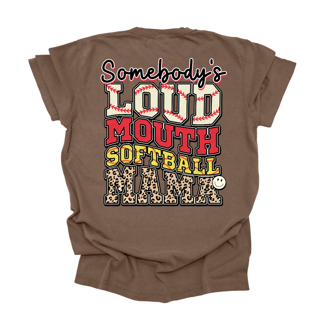 Loud Mouth Softball Mom Graphic Tee S Espresso T-shirt by Tea Shirt Shoppe | Fleurcouture