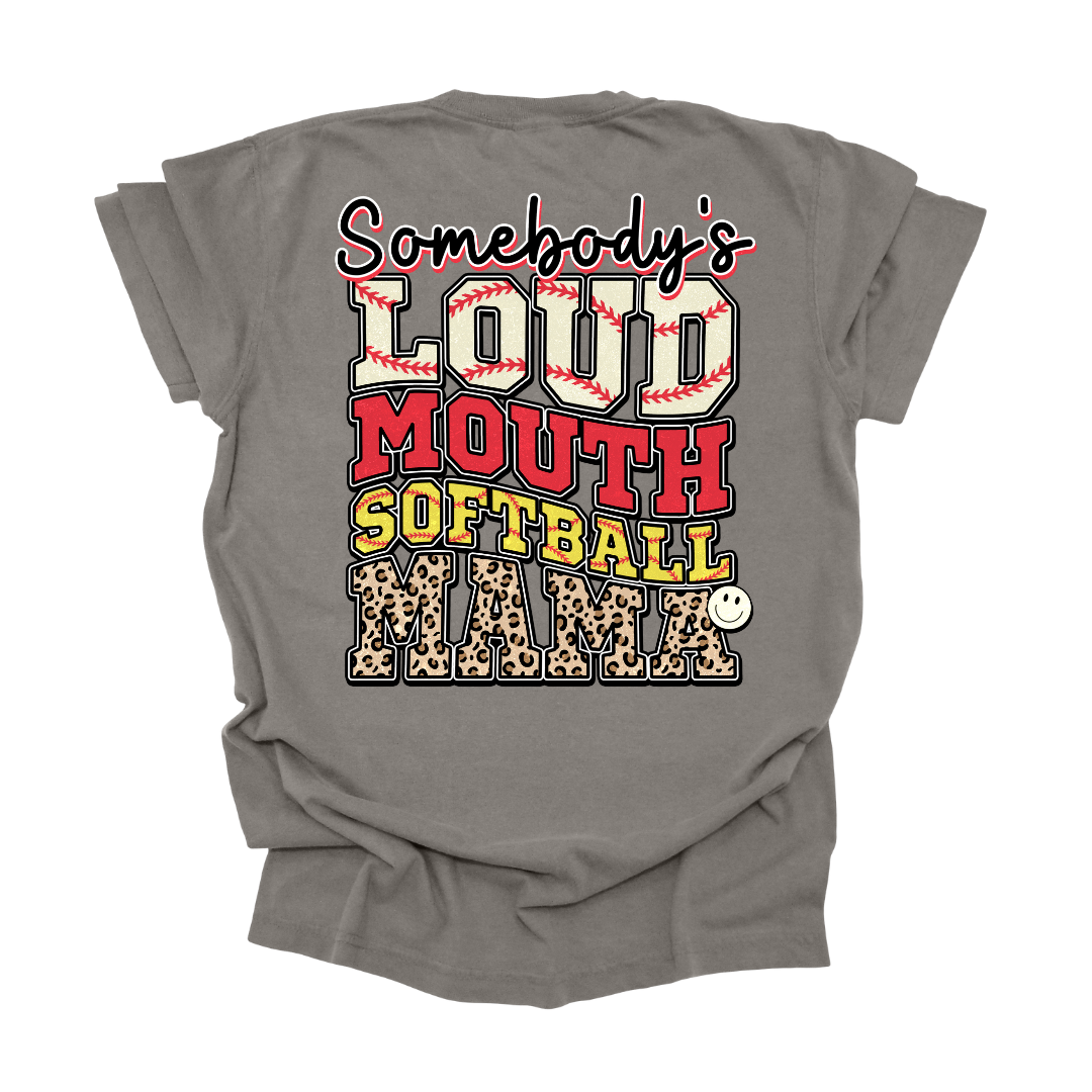 Loud Mouth Softball Mom Graphic Tee S Grey T-shirt by Tea Shirt Shoppe | Fleurcouture