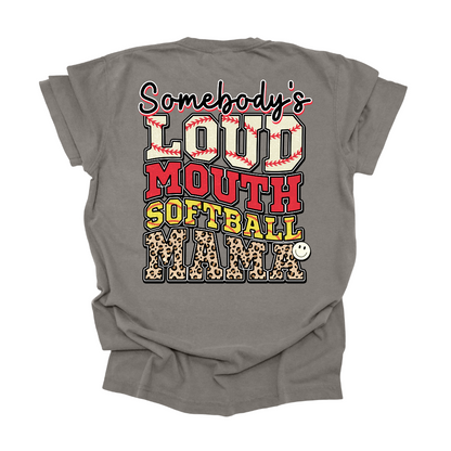 Loud Mouth Softball Mom Graphic Tee S Grey T-shirt by Tea Shirt Shoppe | Fleurcouture