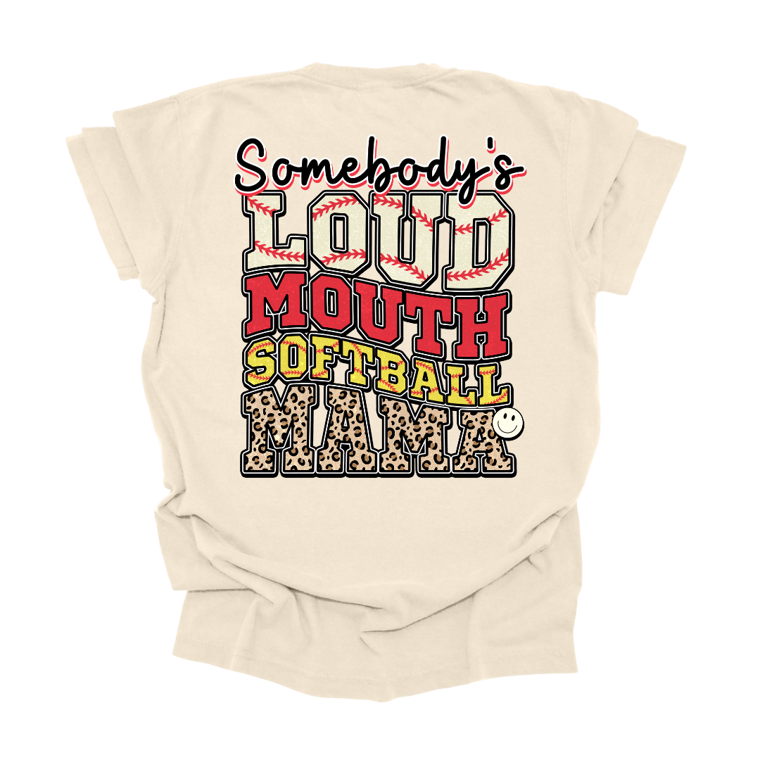 Loud Mouth Softball Mom Graphic Tee T-shirt by Tea Shirt Shoppe | Fleurcouture