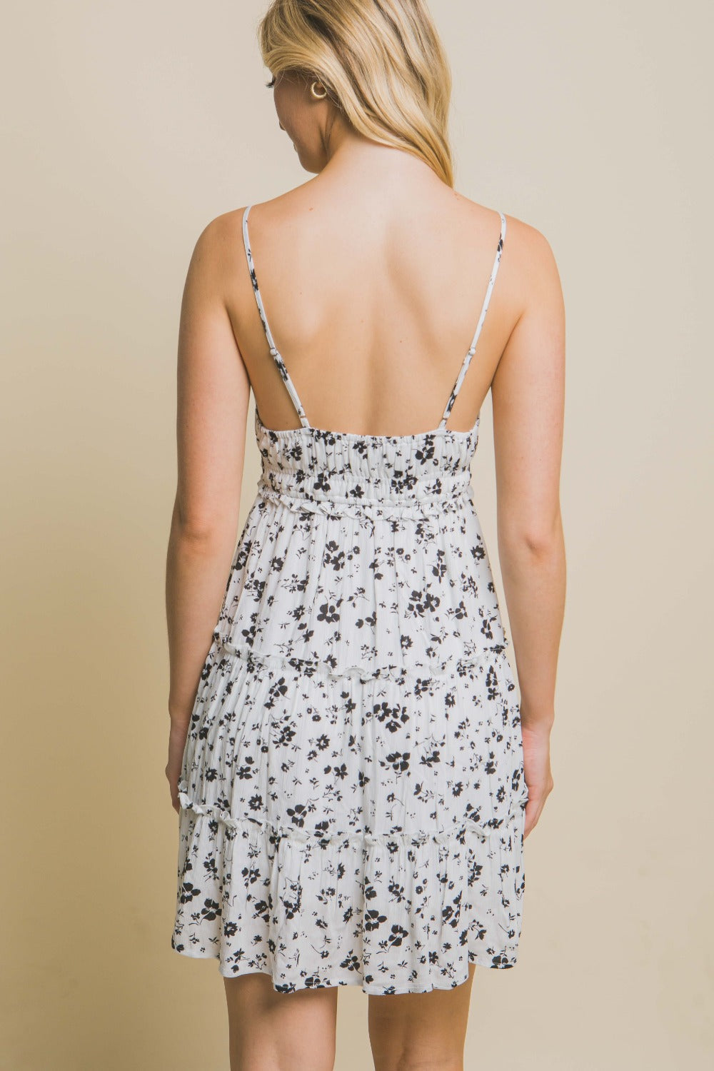 Love Tree Floral Tiered Cami Mini Dress Ivory Women&