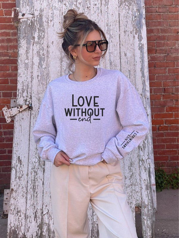 Love Without End CrewNeck Sweatshirt Ash 2X by Ocean and 7th | Fleurcouture