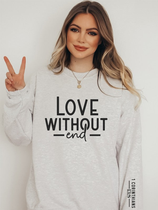 Love Without End CrewNeck Sweatshirt Heather Oatmeal S by Ocean and 7th | Fleurcouture