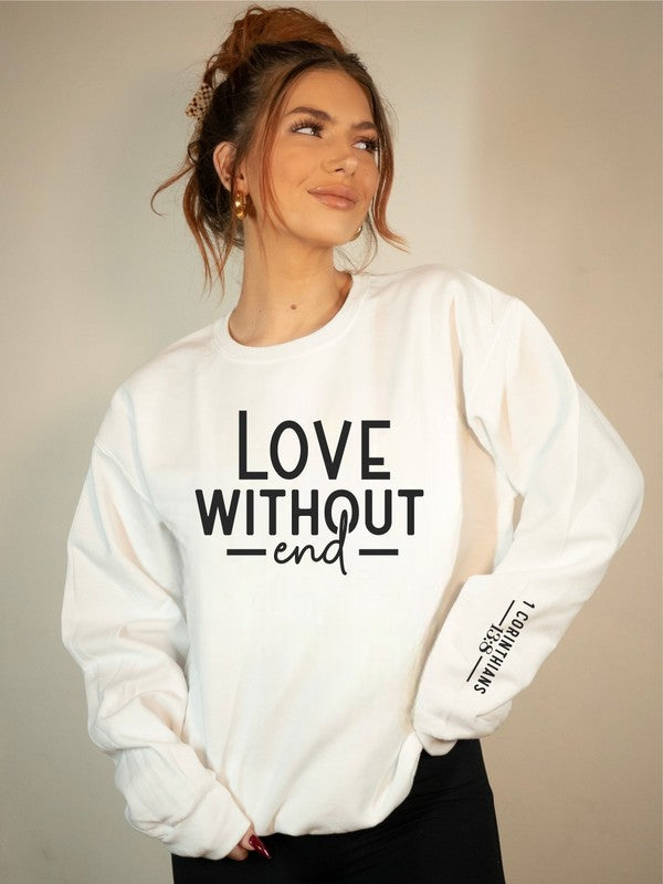 Love Without End CrewNeck Sweatshirt White 2X by Ocean and 7th | Fleurcouture