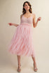 LOVELY TULLE MIDI CROCHET DRESS Light Pink S by Sweet Generis | Fleurcouture