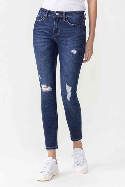 Lovervet Full Size Chelsea Midrise Crop Skinny Jeans Dark 24 by Trendsi | Fleurcouture