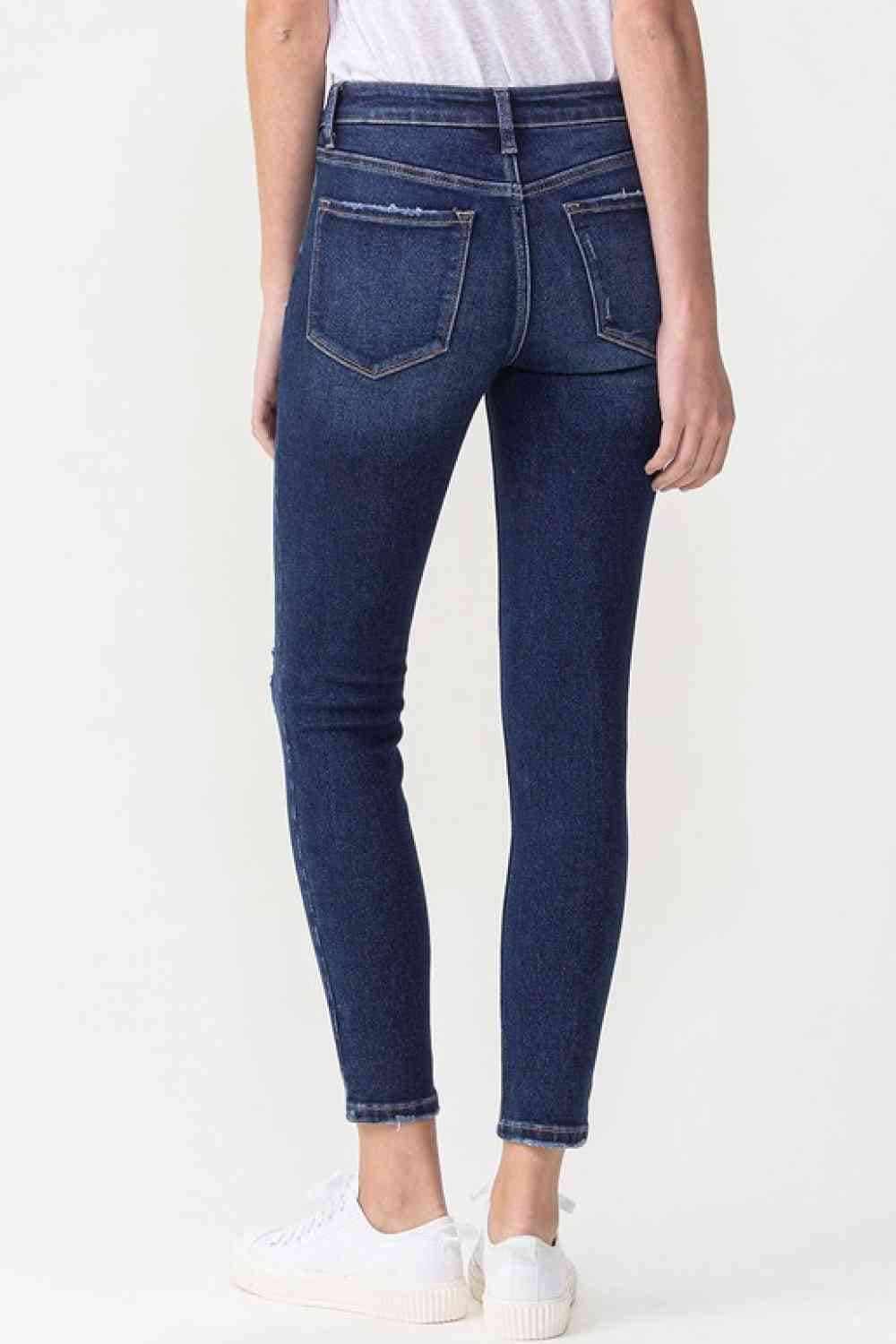 Lovervet Full Size Chelsea Midrise Crop Skinny Jeans Dark by Trendsi | Fleurcouture