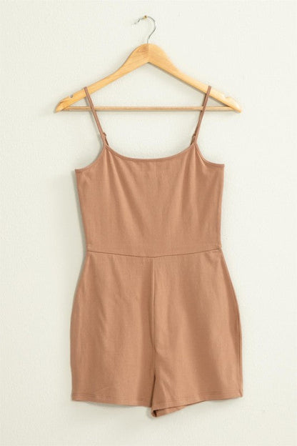 Loving Me Fitted Sleeveless Romper CHOCOLATE MILK S by HYFVE | Fleurcouture