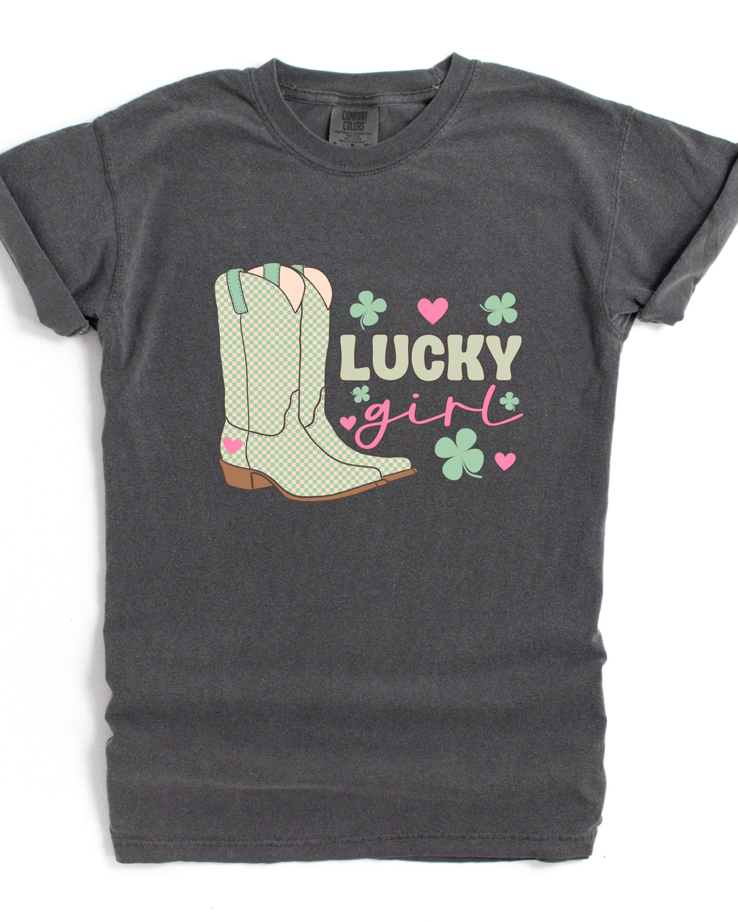 LUCKY GIRL TEE (COMFORT COLORS) by LL | Fleurcouture