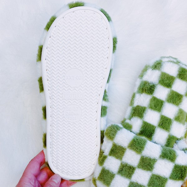 Luxe Lounge Checker Cozy Slippers by Ellison and Young | Fleurcouture