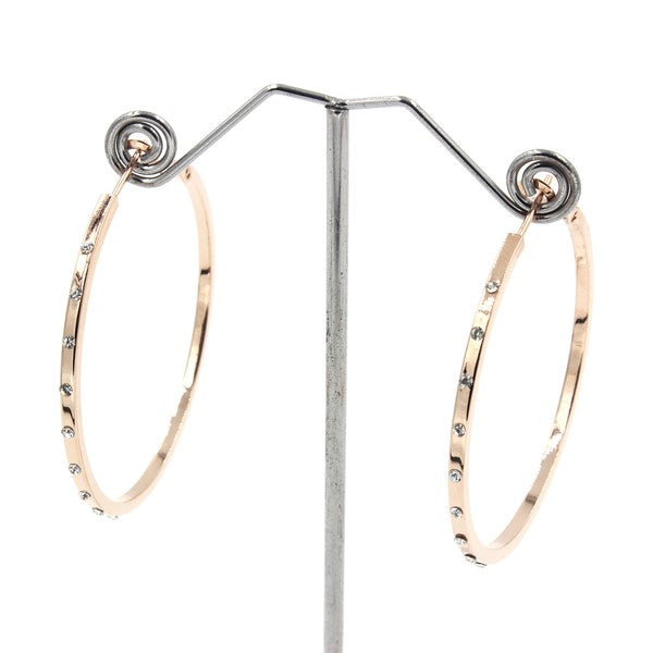 LUXURY RHINESTONE HOOP EARINGS ROSE GOLD/RGCL Os by Bella Chic | Fleurcouture