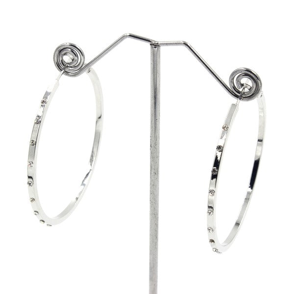 LUXURY RHINESTONE HOOP EARINGS ROSE GOLD/RGCL Os by Bella Chic | Fleurcouture