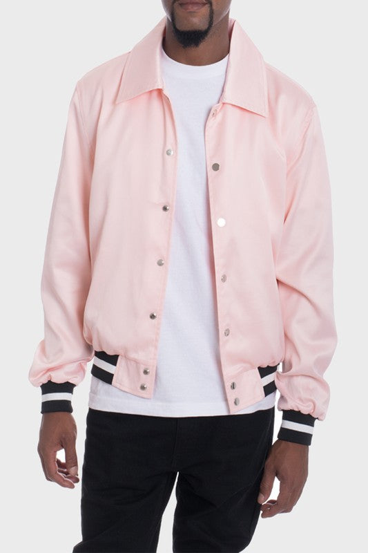 LUXURY Satin Bomber Jacket Pink 2XL by WEIV | Fleurcouture