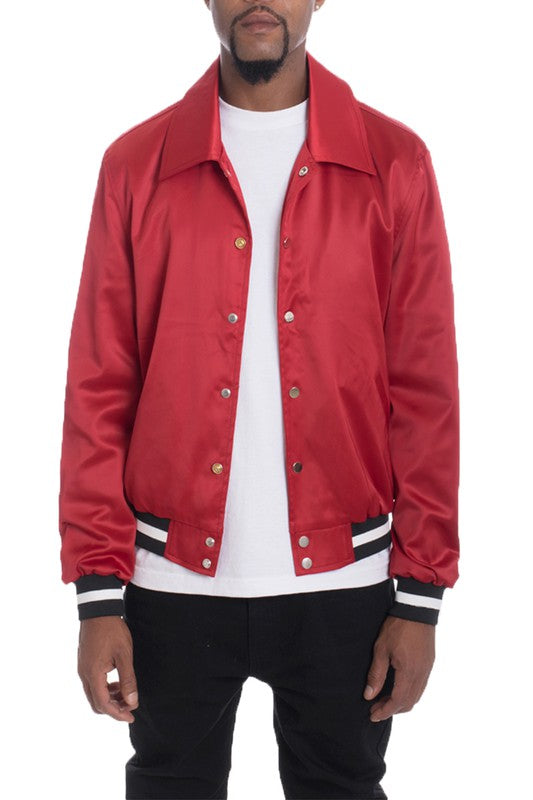 LUXURY Satin Bomber Jacket RED S Men&