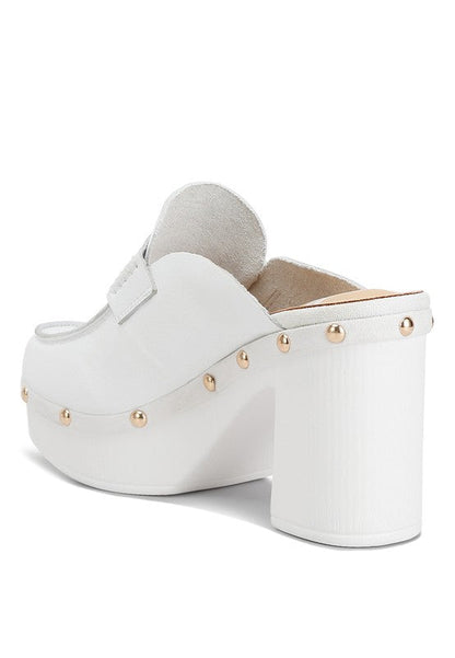 Lyrac Recycled Leather Platform Clogs White by Rag Company | Fleurcouture