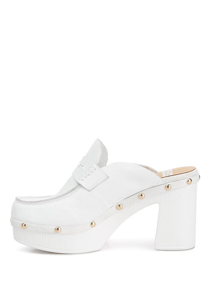 Lyrac Recycled Leather Platform Clogs White by Rag Company | Fleurcouture