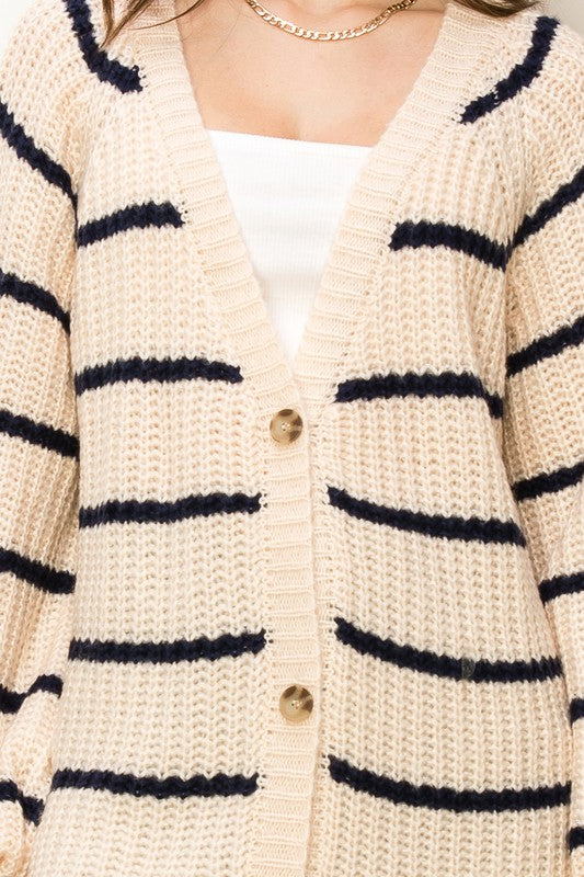 Made for Style Oversized Striped Sweater Cardigan by HYFVE | Fleurcouture