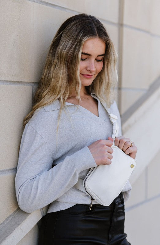 MADISON CROSSBODY BELT BAG FANNY PACK CREAM 1 by Modern + Chic | Fleurcouture