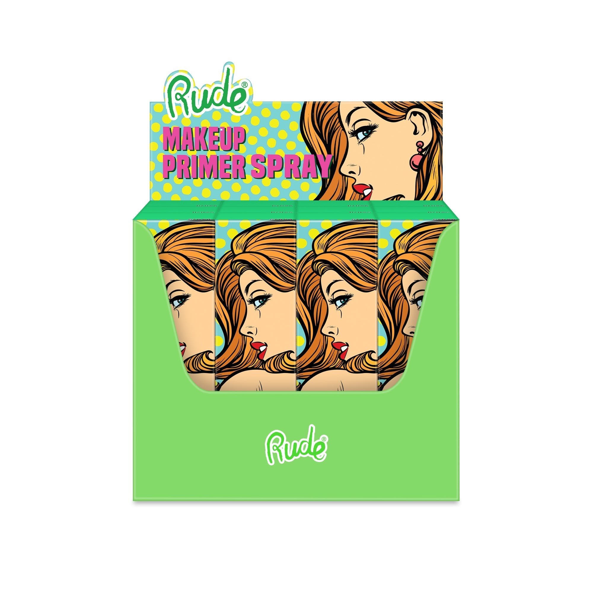 Makeup Primer Spray Paper Display, 12pcs Wholesale Set by Rude Cosmetics | Fleurcouture