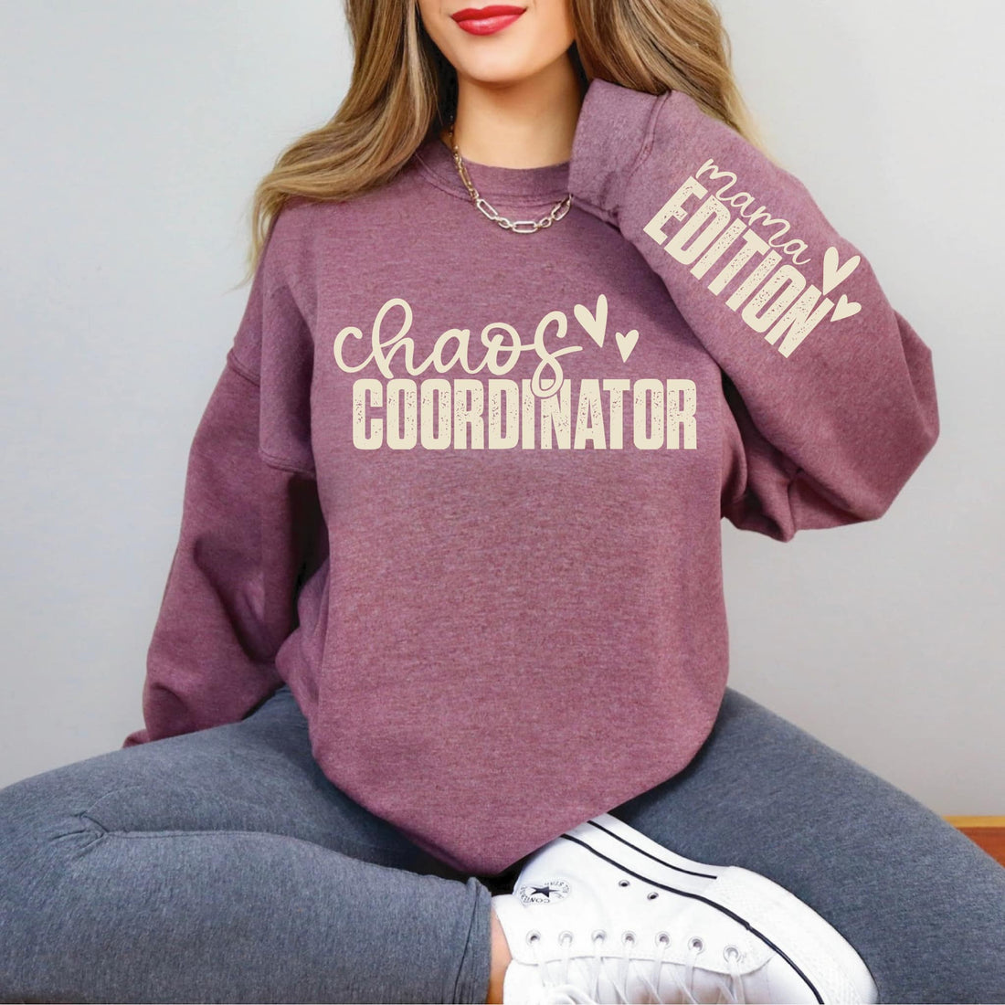 Mama Edition With Sleeve Accent Sweatshirt by Gabreila Wholesale | Fleurcouture